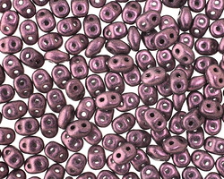 Pink Metallic Suede Superduo 2x5mm Seed Bead
