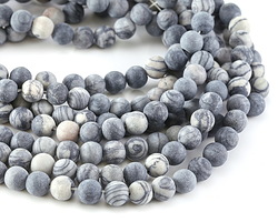 Black Water Jasper (matte) Round 8mm
