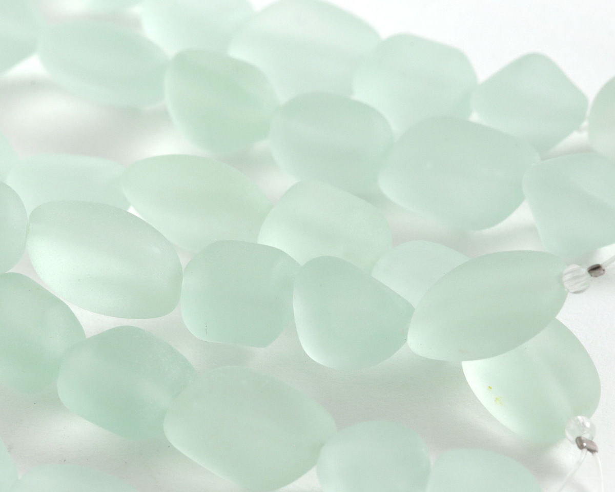 Seafoam Beach-Style Glass Small Nugget 11-17x10-13mm