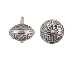 Antique Silver (plated) Bali Style Button 12x13mm