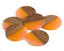 Walnut Wood & Sunrise Resin Coin Focal 38mm