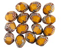 Czech Glass Pumpkin Picasso Etched Bicone 10x8mm