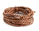 Natural Antique Red Brown Braided Bolo Leather Cord 3mm, 3 meters