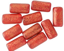 Czech Glass Textured Hyacinth w/ Copper Large Hole Tube 14x7mm