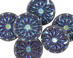 Czech Glass Matte Jet AB Origami Flower Coin 18mm