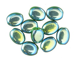 Czech Glass Emerald Silk Oval AB 10x8mm