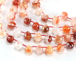 Red Hematoid Quartz Faceted Teardrop 8x9-10mm
