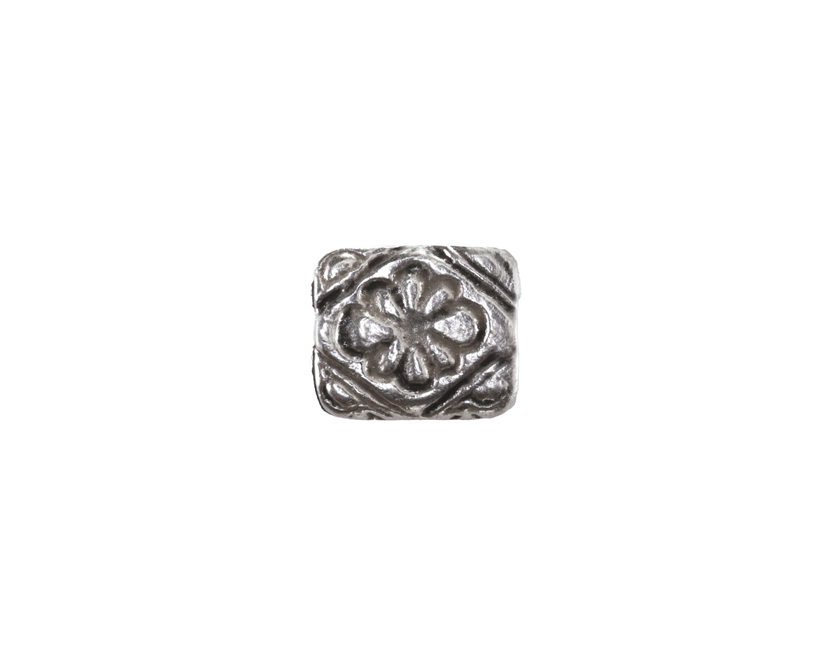 Mykonos Antique Silver (plated) Floral Ornate Rectangle 11x9.5mm