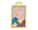 24K Gold (plated) Colorful Enamel Large Tarot Card Focal 26x46mm