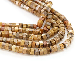 Picture Jasper Microfaceted Heishi 3x6mm