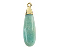 Brazilian Amazonite Faceted Puff Teardrop Focal w/ Gold Finish 9x28mm