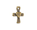 Mykonos Antique Brass (plated) Cross w/ Heart Focal 15x21mm