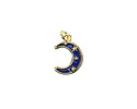 18k Gold (plated) Coablt Enamel Small Celestial Crescent Moon Focal 9.5x13.5mm