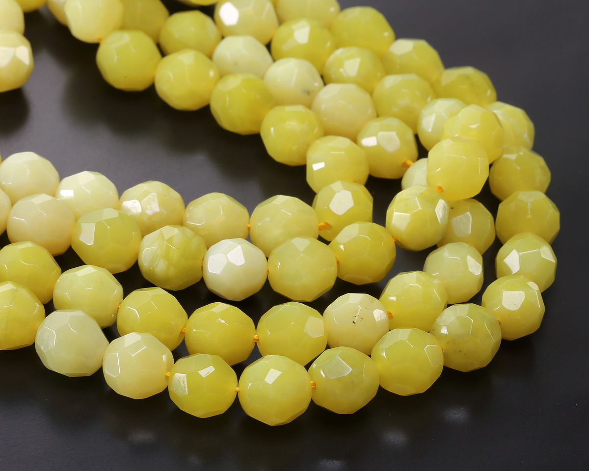 Lemon Jade Microfaceted Egg Nugget 10x9mm