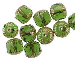 Czech Glass Emerald w/ Copper Cruller 10mm