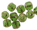 Czech Glass Emerald w/ Copper Cruller 10mm