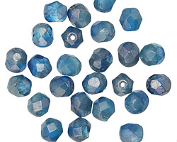 Czech Glass Luster Capri Blue Fire Polished Round 6mm