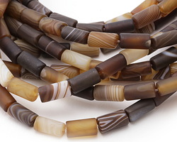 Brown Line Agate (matte) Tube 12x6mm