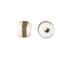 African Powder Glass (Krobo) White w/ Band Tumbled Round 10-12mm