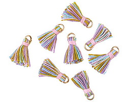 Lavender Fields w/ Pink Binding & Jump Ring Thread Tassel 18mm