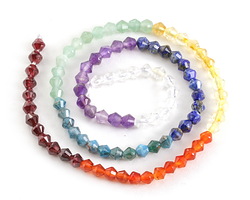 Chakra Mix (Garnet, Carnelian, Citrine, Green Aventurine, Pacific Blue Apatite, Lapis, Amethyst, Rock Crystal) Faceted Bicone 4mm