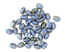 Czech Glass Cornflower Blue Picasso Pinch Bead 5x4mm