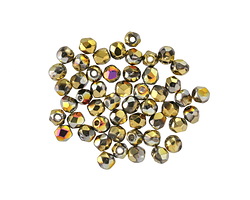 Czech Glass Crystal w/ Gold, Metallic Rainbow & Silver Fire Polished Round 3mm