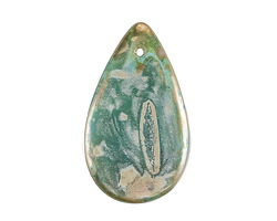 Czech Glass Aquamarine w/ Rembrandt Finish Teardrop 18x30mm