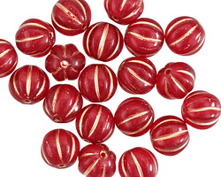 Czech Glass Ruby w/ Copper Melon Round 8mm