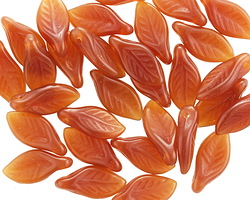Czech Glass Cinnamon Leaf Drop 6x12mm
