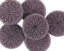 Czech Glass Matte Dark Bronze Origami Flower Coin 18mm