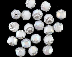Czech Glass White AB w/ Silver Lantern 6mm