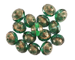 Czech Glass Emerald w/ Textured Bronze Finish UFO 8x10mm