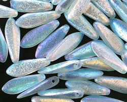 Czech Glass Textured Aquamarine AB Dagger 5x15mm