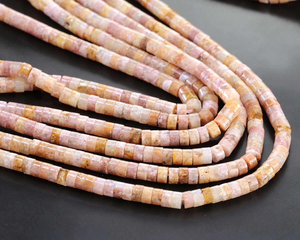 Natural Pink Agate Heishi 2x4mm