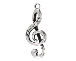 Mykonos Antique Silver (plated) Treble Clef Pendant 18x35mm