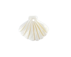 White Shell Carved Scallop Focal 20x16mm