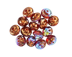 Czech Glass Bronzed Campfire AB UFO 6x8mm