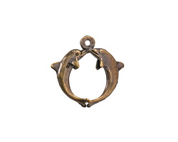 Mykonos Antique Brass (plated) Leaping Dolphins Focal 22x21mm