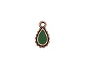 TierraCast Antique Copper (plated) Green Deco Drop Pendant 8x14mm