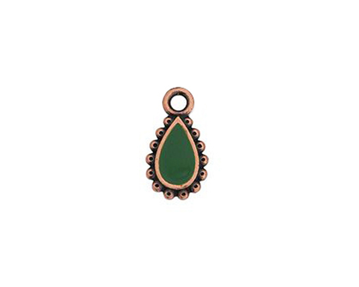 TierraCast Antique Copper (plated) Green Deco Drop Pendant 8x14mm