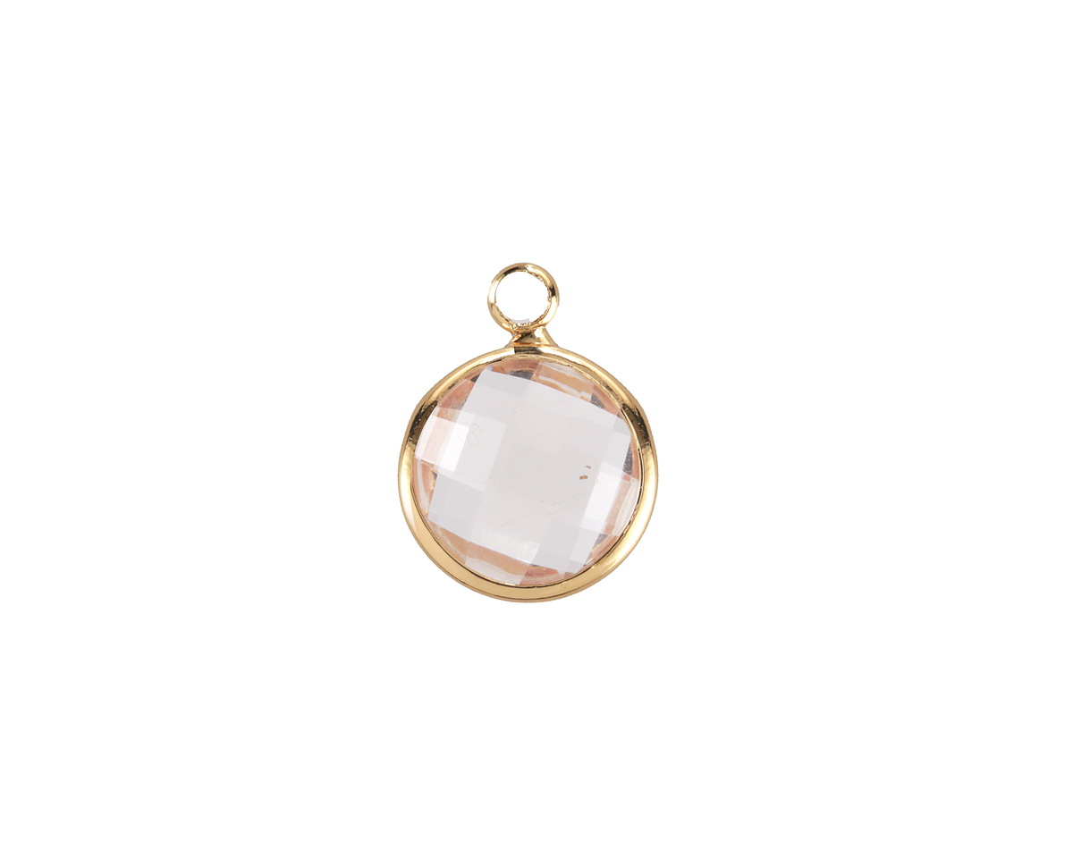 Clear Crystal Round Drop in Gold Finish Bezel 12.8x16.5mm