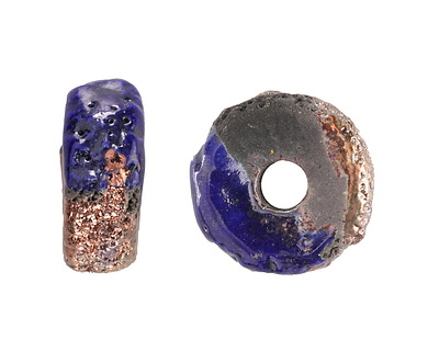 Mykonos Ceramic Raku Metallic Midnight Textured Donut 10x26mm