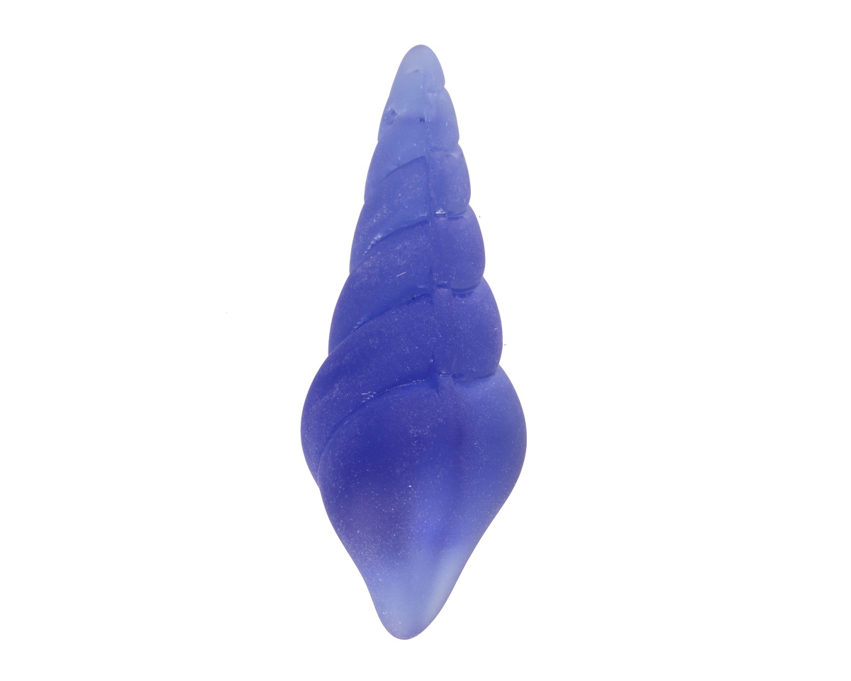 Royal Blue Beach-Style Glass Conch Shell Pendant 15x44mm