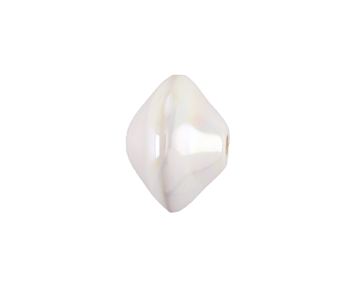 Mykonos Ceramic Iridescent White Saucer 13x18mm