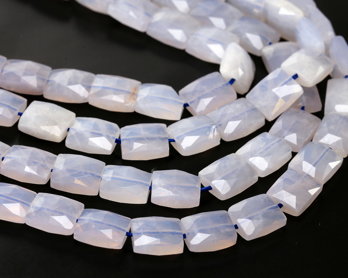 Blue Rose Quartz Faceted Puff Rectangle 8x10mm
