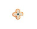 Orange Rimmed w/ Pacific Blue Dot Porcelain Flower 15mm