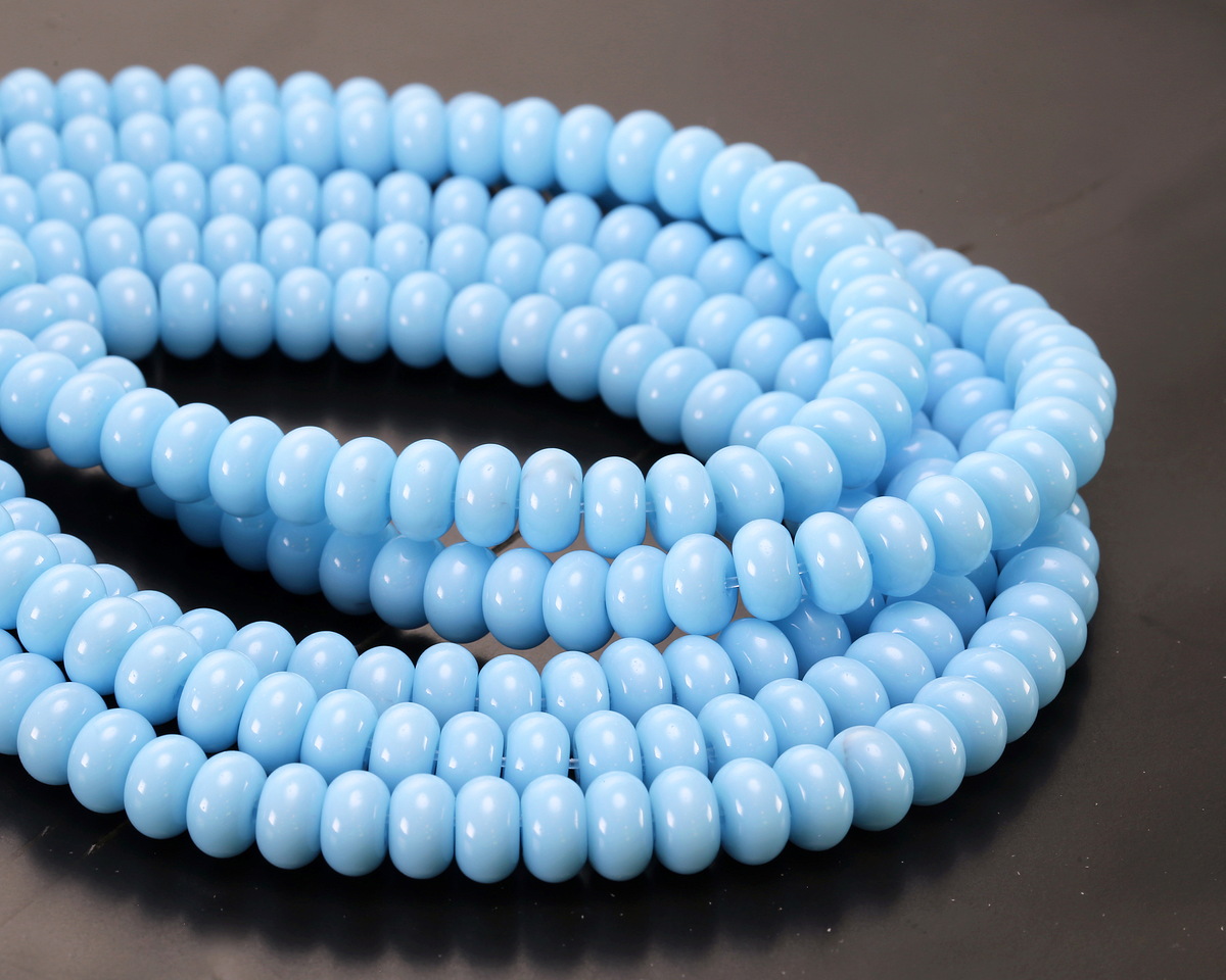 Blue Turquoise Glass Rondelle 5x8mm