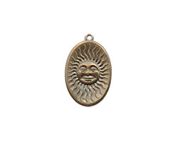 Vintaj Natural Brass Sun Face Charm 14x22mm