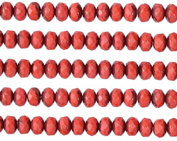 Czech Glass Coral Red Rondelle 3x5mm